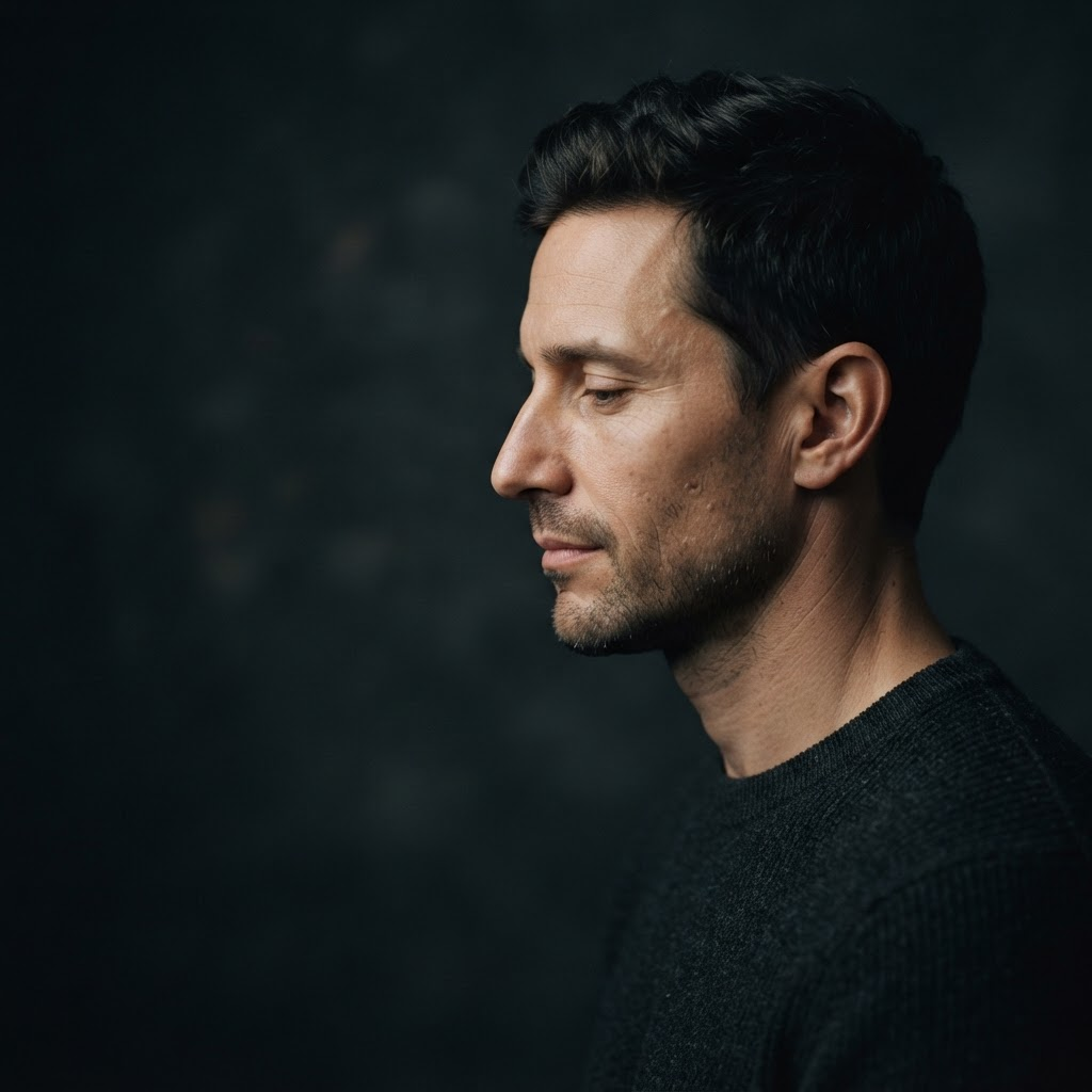 Editorial male profile photograph illustrating facial context; not a patient result.