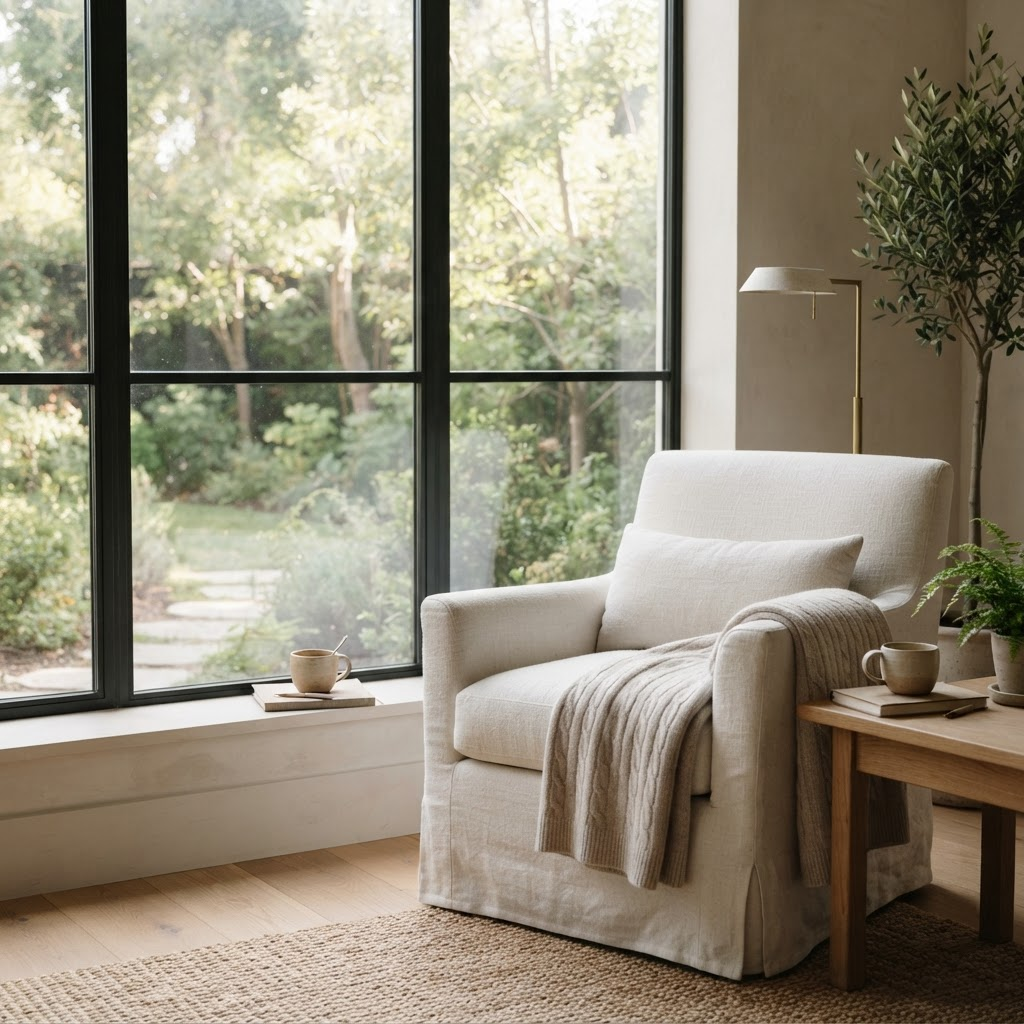 A restful recovery setting beside a bright window
