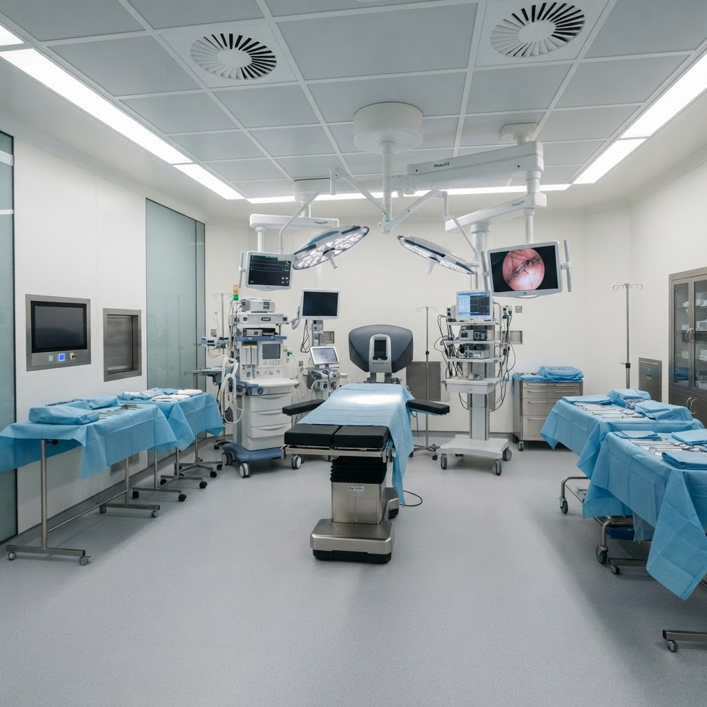 A clean, modern operating suite with advanced equipment